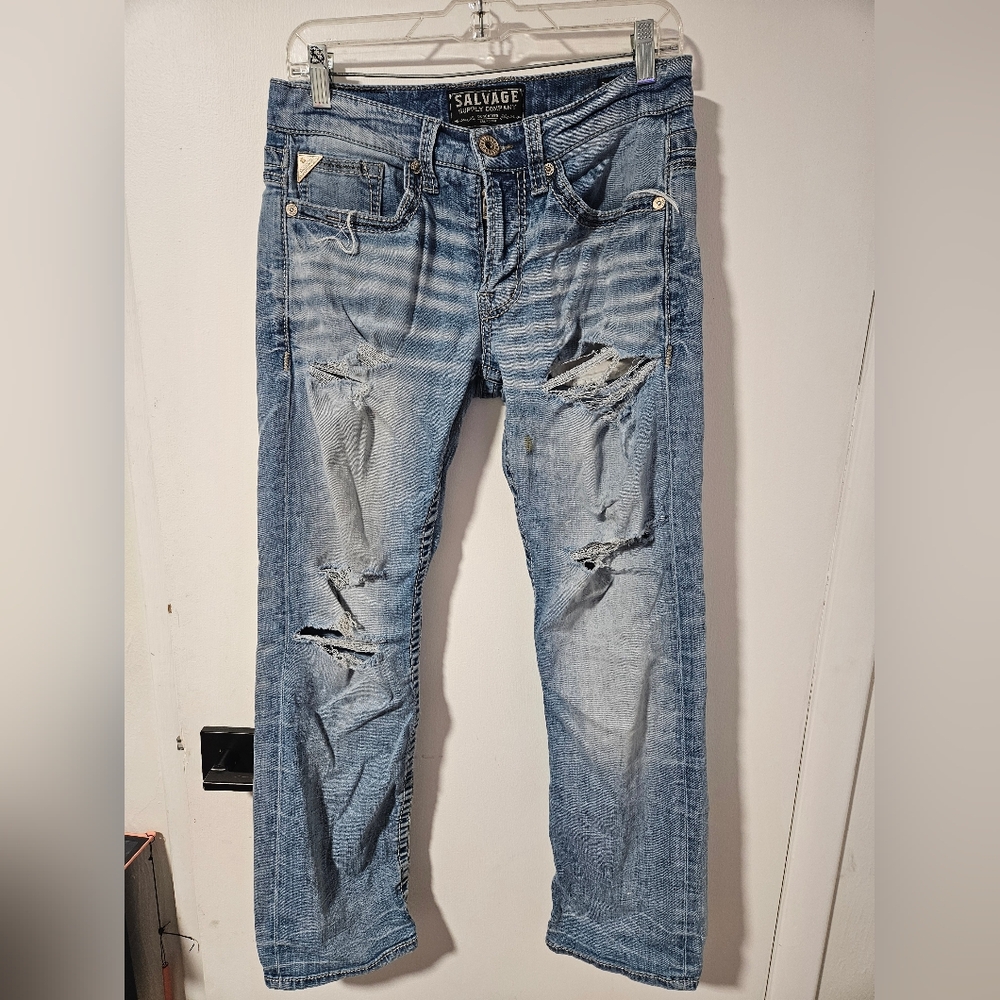 Distressed Blue Jeans